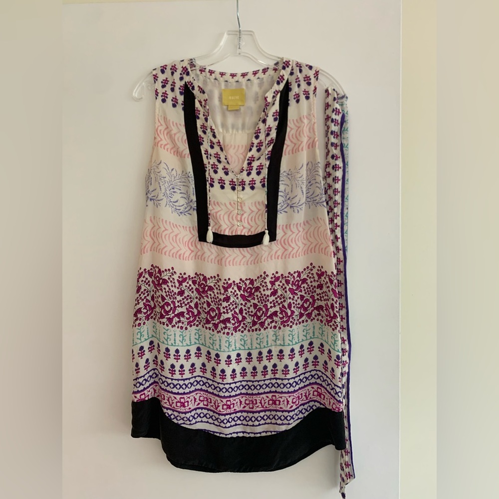 Anthropologie Maeve Tunic w/belt, 100% silk, size 4